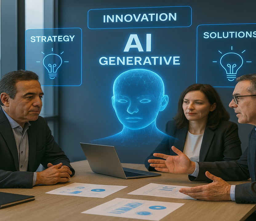 Visualización de IA generativa, redes neuronales y dashboard de herramientas de IA